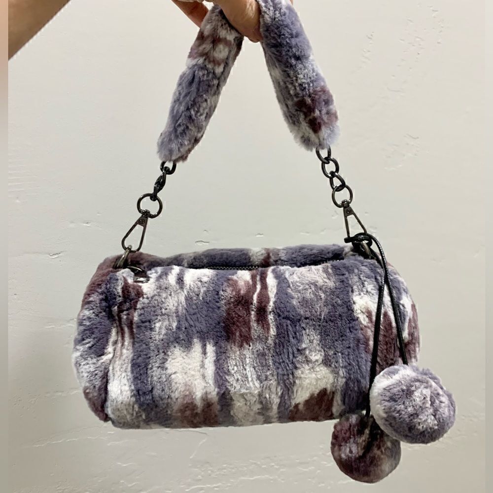 Handmade Real Rex Rabbit Fur Barrel Bag/Crossbody Includes Fur Ball Bag Charm